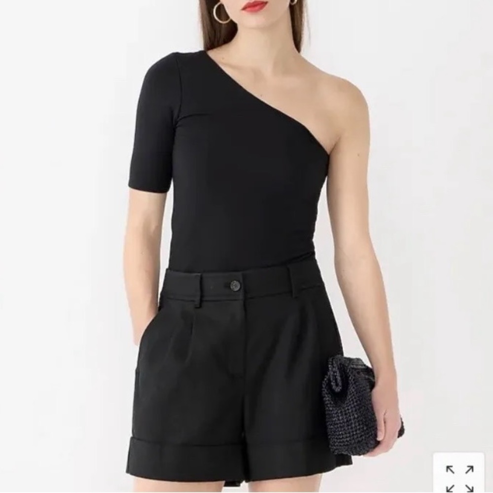 J.CREW NWT FormKnit one-shoulder elbow-sleeve T-shirt M Medium Black Top